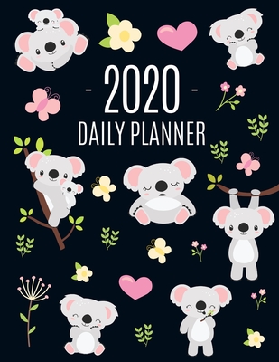 Cute Grey Koala Planner 2020: Cute Year Organizer: For an Easy Overview of All Your Appointments! Large Funny Australian Outback Animal Agenda: January - December Pretty Pink Butterflies & Yellow Flowers Monthly Scheduler For School, Work or Office - Pretty Planners, Pimpom