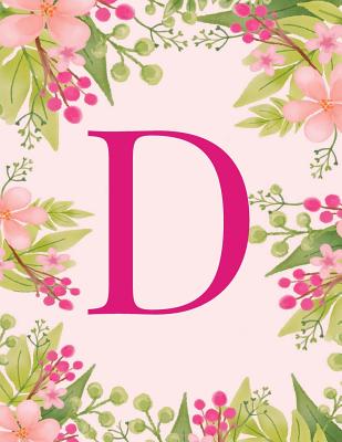 D: Monogram Initial D Notebook Pink Floral Hawaiian Haze Composition Notebook - Wide Ruled, 8.5 x 11, 110 pages: Journal, diary, for Women, Girls, Teens and School - Monogrammed Gifts, and Blue Sky Press