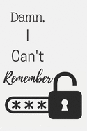 Damn I Can't Remember: A Premium Journal And Logbook To Protect Usernames and Passwords Modern Password Keeper Vault Notebook and Online Organizer
