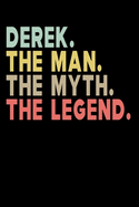 Derek The Man The Myth The Legend: Personalized Notebook Journal, College Ruled, Lined, 6 x 9 inches, 100 Pages Personal Notebook, Composition Notebooks