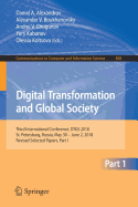 Digital Transformation and Global Society: Third International Conference, Dtgs 2018, St. Petersburg, Russia, May 30 - June 2, 2018, Revised Selected Papers, Part I