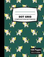 Dot Grid Composition Notebook: Beautiful and Large (8.5 x 11 inches) - 100+ Dotted Pages Black Dotted Notebook - Jurassic Age Journal for School and College Students, Artists, Planners, and Designers -Cute Dinosaurs Colorful Pattern Notebook