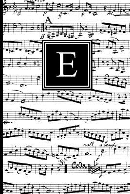 E: Musical Letter E Monogram Music Journal, Black and White Music Notes Cover, Personal Name Initial Personalized Journal, 6x9 Inch Blank Lined College Ruled Notebook Diary, Perfect Bound, Soft Cover - Notebooks, Inspirationzstore Personalize