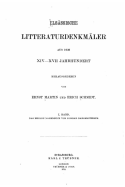 Elsssische litteraturdenkmler aus dem XIV-XVII. Jahrhundert