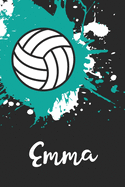 Emma Volleyball Notebook: Cute Personalized Sports Journal With Name For Girls