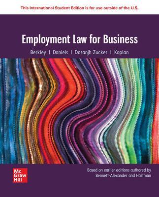 Employment Law for Business: 2024 Release ISE - Bennett-Alexander, Dawn, and Hartman, Laura