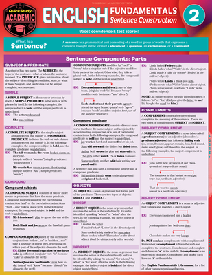 English Fundamentals 2 - Sentence Construction: A Quickstudy Language Arts Laminated Reference Guide - Berg Scherer, Rachel, Ma