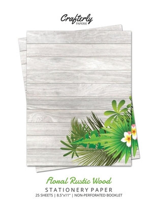 Floral Rustic Wood Stationery Paper: Cute Letter Writing Paper for Home, Office, 25 Sheets (Border Paper Design) - Crafterly Paperie