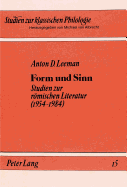 Form Und Sinn: Studien Zur Roemischen Literatur