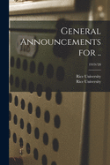 General Announcements for ..; 1919/20