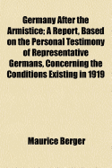 Germany After the Armistice: A Report, Based on the Personal Testimony of Representative Germans, Concerning the Conditions Existing in 1919 (Classic Reprint)