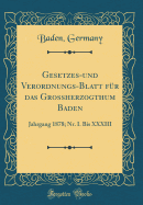 Gesetzes-Und Verordnungs-Blatt F?r Das Grossherzogthum Baden: Jahrgang 1878; Nr. I. Bis XXXIII (Classic Reprint)