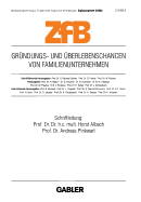 Gr?ndungs- und ?berlebenschancen von Familienunternehmen