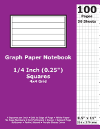 Graph Paper Notebook: 0.25 Inch (1/4 in) Squares; 8.5" x 11"; 21.6 cm x 27.9 cm; 100 Pages; 50 Sheets; 4x4 Quad Ruled Grid; White Paper; Purple Glossy Cover; Journal
