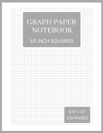 Graph Paper Notebook: 1/5 Inch Squares (Large, 110 Pages, Thin Gray Lines, Silver and White Soft Cover)