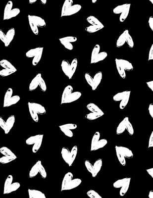 Graph Paper Notebook: Quad Ruled Graphing Paper, 200 Pages, Black and White Hearts (8.5x11) - Notebooks and Journals to Write in