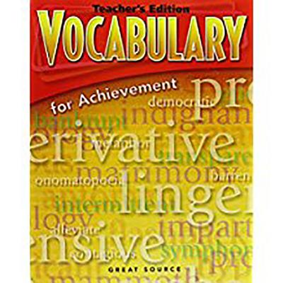 Great Source Vocabulary for Achievement: Teacher Edition Grade 6 Intro Course 2006 - Richek, Margaret Ann, and Great Source (Prepared for publication by)