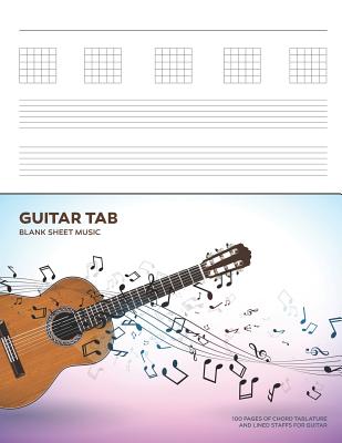 Guitar Tab Blank Sheet Music: 8.5x11 Inch, 100 White Pages - Acoustic Guitar with Musical Notes - Clefworks