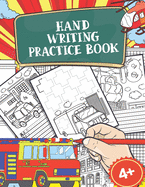 Hand Writing Practice Book: Policecar & Firetruck Coloring Book, Tracing Letters and Numbers for Preschool, Gift for Boys