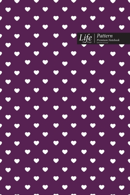 Hearts Pattern Composition Notebook, Dotted Lines, Wide Ruled Medium Size 6 x 9 Inch (A5), 144 Sheets Purple Cover - Design