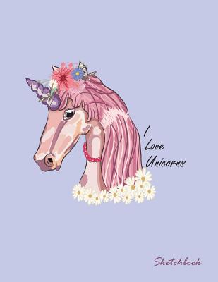 I Love Unicorn: Beauty Unicorn on Purple Cover (8.5 X 11) Inches 110 Pages, Blank Unlined Paper for Sketching, Drawing, Whiting, Journaling & Doodling - Unicorn, Magic