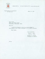 Tls Michael C. J. Putnam (Brown University) to Lord John Press. March 13, 1986. Re: John Fowles