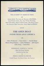 [Program]: the Open Boat: Poems From Asian America