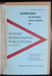 Guidelines for Handling Library Orders for Imprint Monographic Publications (Acquisition Guidelines)