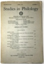 Studies in Philology, April, 1951, Renaissance Studies (Volume Xlviii, No. 2)