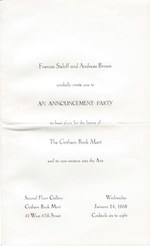 Frances Steloff and Andreas Brown Cordially Invite You to an Announcement Party to Hear Plans for the Future of the Gotham Book Mart and Its New Venture Into the Arts, 24 Jan 1968 (Invitation Only, No Book)