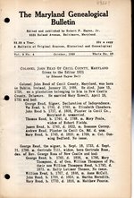 The Maryland Genealogical Bulletin: Volume 9, No.4: October, 1928, Whole Number 36