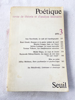 Potique-Revue De Thorie Et D'Analyse Littraires 1970-3