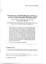 Occurence and Distribution of Valves in the Canine Hepatic Portal System. Offprint From Clinical Anatomy Volume 1 1988
