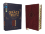 Niv, the Grace and Truth Study Bible, Personal Size, Leathersoft, Burgundy, Red Letter, Thumb Indexed, Comfort Print