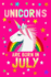 Unicorns Are Born in July: Birthday Notebook Journals to Write in for Girls & Boys, 100 Blank Ruled Pages, 6x9 Unique B-Day Diary, Pink Composition Book With Unicorn, Rainbow, Stars Cover