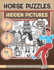 Horse Puzzles Hidden Pictures: 300+ objects to find can you find the hidden heart, egg, hat, slice of pie?