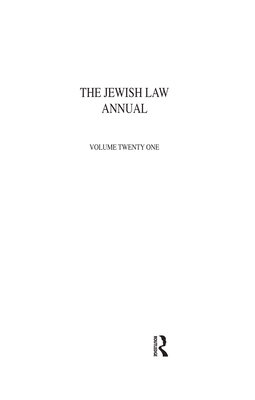 Jewish Law Annual Volume 21 - Porat, Benjamin (Editor)