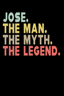 Jose The Man The Myth The Legend: Personalized Notebook Journal, College Ruled, Lined, 6 x 9 inches, 100 Pages Personal Notebook, Composition Notebooks