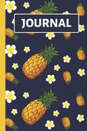 Journal: Blue, Yellow Flower and Pineapple Journal / Notebook