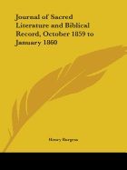 Journal of Sacred Literature and Biblical Record, October 1859 to January 1860