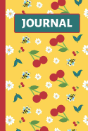 Journal: Red Cherry and Bees Journal for Kids to Write in