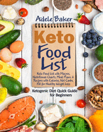 Keto Food List: Ketogenic Diet Quick Guide for Beginners: Keto Food List with Macros Nutritional Charts Meal Plans & Recipes with Calories Net Carbs Fat for Healthy Weight Loss