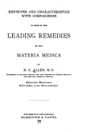 Keynotes and Characteristics With Comparisons of Some of the Leading Remedies of the Materia Medica