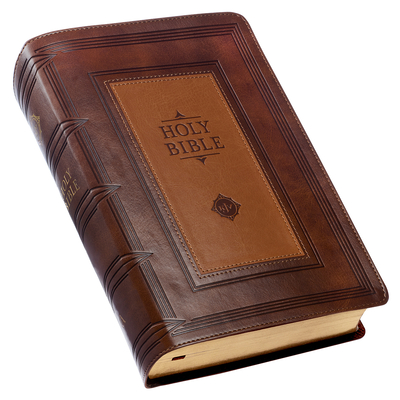 KJV Holy Bible, Giant Print Standard Size Faux Leather Red Letter Edition - Thumb Index & Ribbon Marker, King James Version, Saddle Tan/Butterscotch - Christian Art Gifts (Creator)
