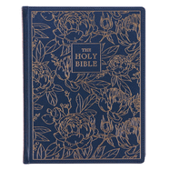 KJV Holy Bible, Large Print Note-Taking Bible, Faux Leather Hardcover - King James Version, Navy W/Gold Floral