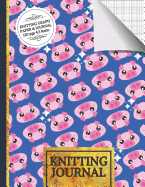 Knitting Journal: Cute Stars & Pigs Knitting Journal to Write in, Half Lined Paper, Half Graph Paper (4:5 Ratio) Pig & Knitting Gifts for Women
