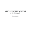 Krzysztof Penderecki: A Bio-Bibliography