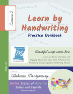 Learn by Handwriting, Practice Workbook - United States of America, States and Capitals - Cursive, Level 2: Children and Adults. Repetition, Fast Learning, Memory, Focus - English