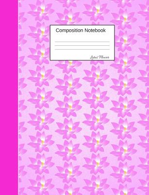 Lotus Flower Composition Notebook: Graph Paper Book to write in for school, take notes, for kids, yoga students, science teachers, homeschool, glossy light pink purple floral Soft Cover - Flower, Lily