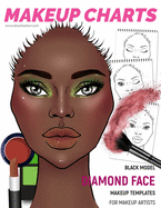 Makeup Charts - Face Templates for Makeup Artists: Black Model - DIAMOND face shape